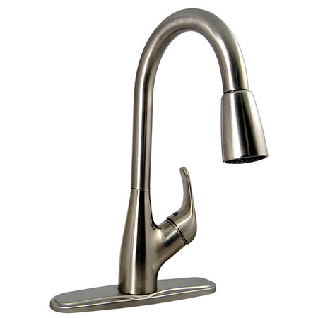 VALTERRA PF231461 Single-Handle Pull Down Hybrid Kitchen Faucet w Spray Shut-Off-Brushed Nickel PF231461